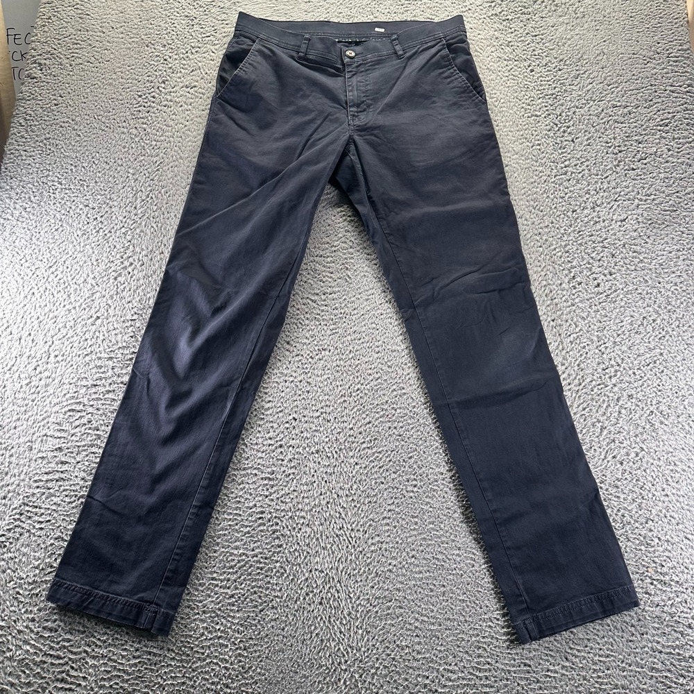 Louis Philippe Steven Pant Mens 34x34 Blue Cotton Chino Straight Business Career